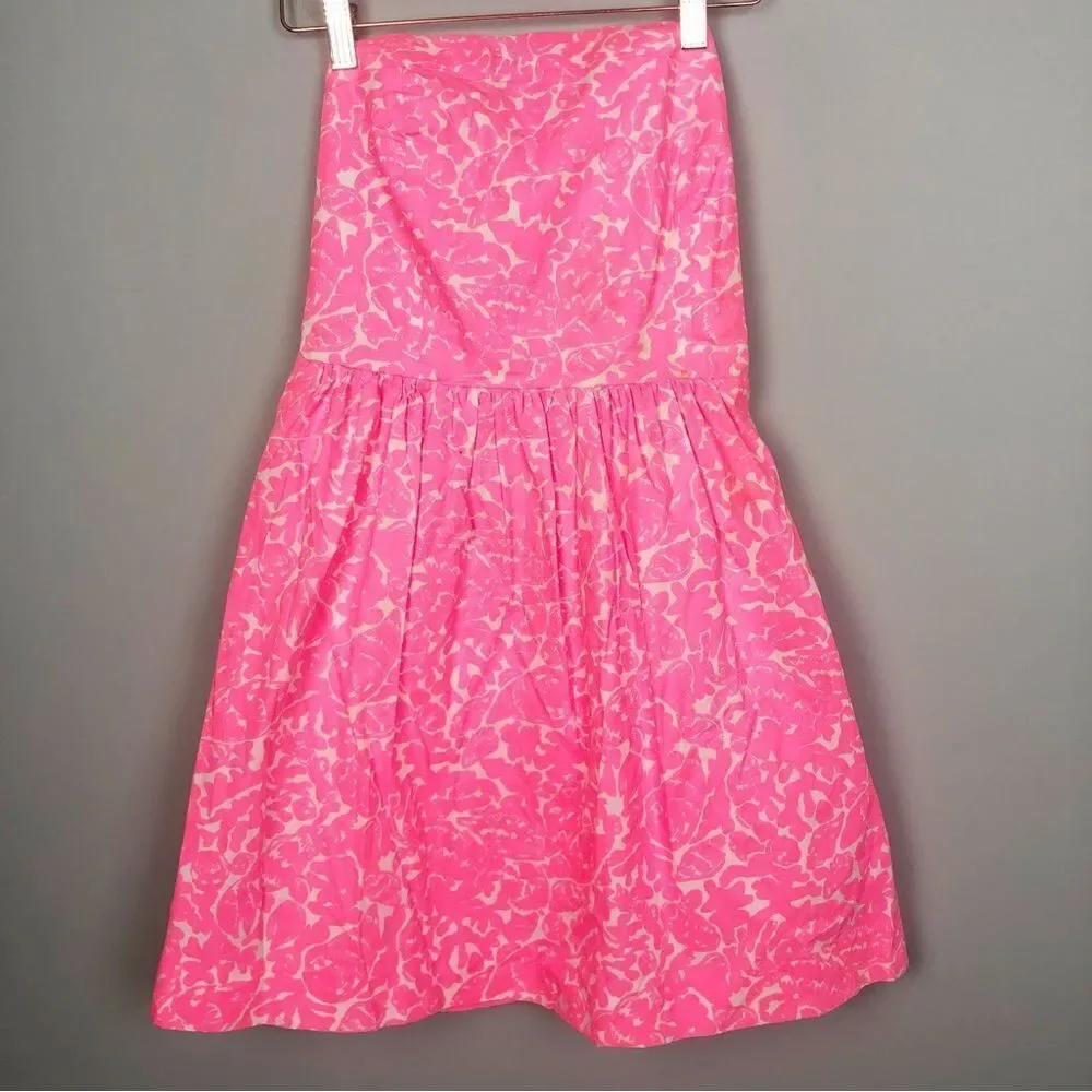 LILLY PULITZER | Chandie Cosmic Pink Strapless Fit & Flare Dress Women’s Size S - Picture 2 of 11